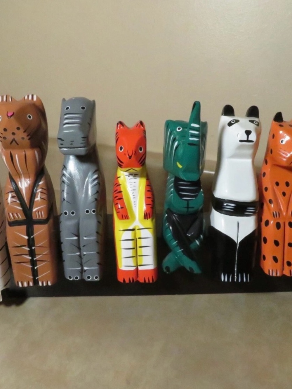 Colorful Hand-Painted Wooden Animal Figurine Set
